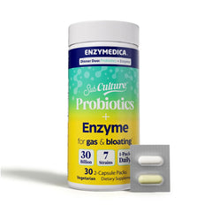 Enzymedica Dinner Duo packaging front shows probiotic and enzyme blend for digestive support