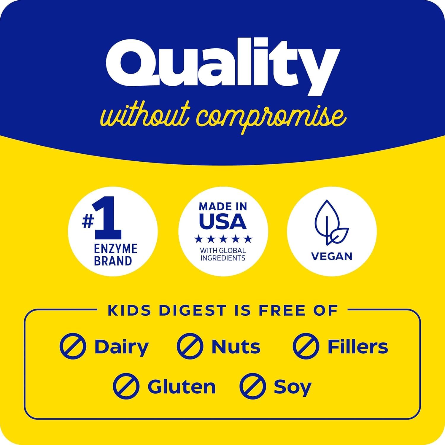Enzymedica Kids Digest chewables texture image implies kid-friendly bite.