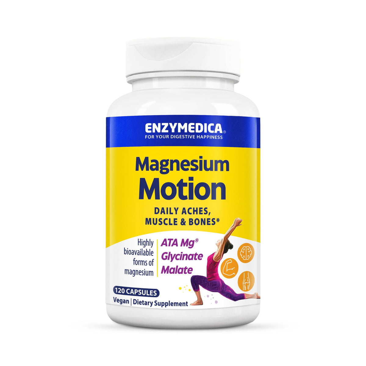 Enzymedica Magnesium Motion ATA Mg bottle shown for daily support