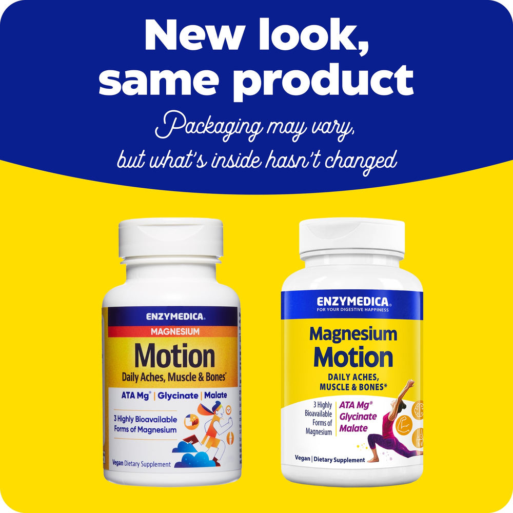 Enzymedica Magnesium Motion per-pack information label close-up.