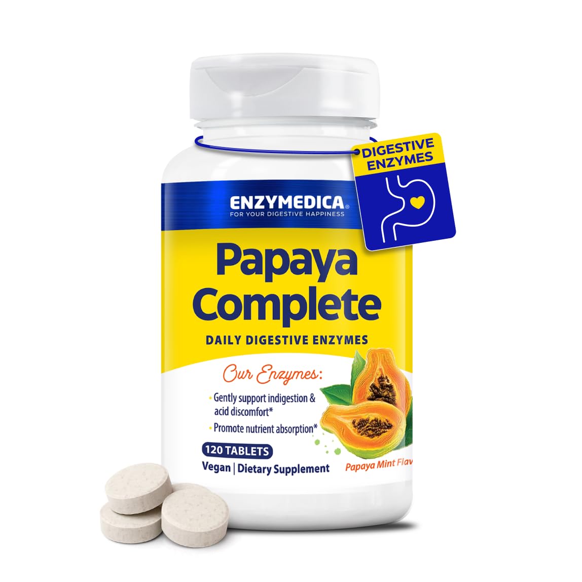 Enzymedica Papaya Enzimas Tabletas: apoyo digestivo diario con sabor papaya-menta