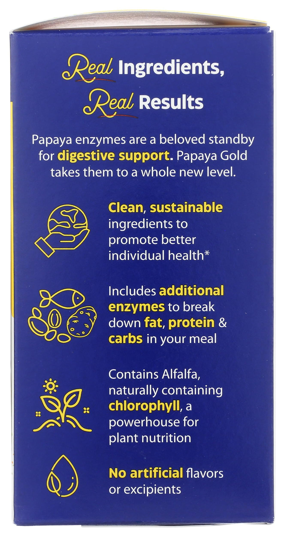 Enzymedica Papaya Gold usa tecnología Thera-blend para cubrir diferentes niveles de pH.