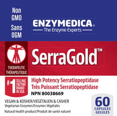 Enzymedica SerraGold bottle with water illustrating systemic enzyme support