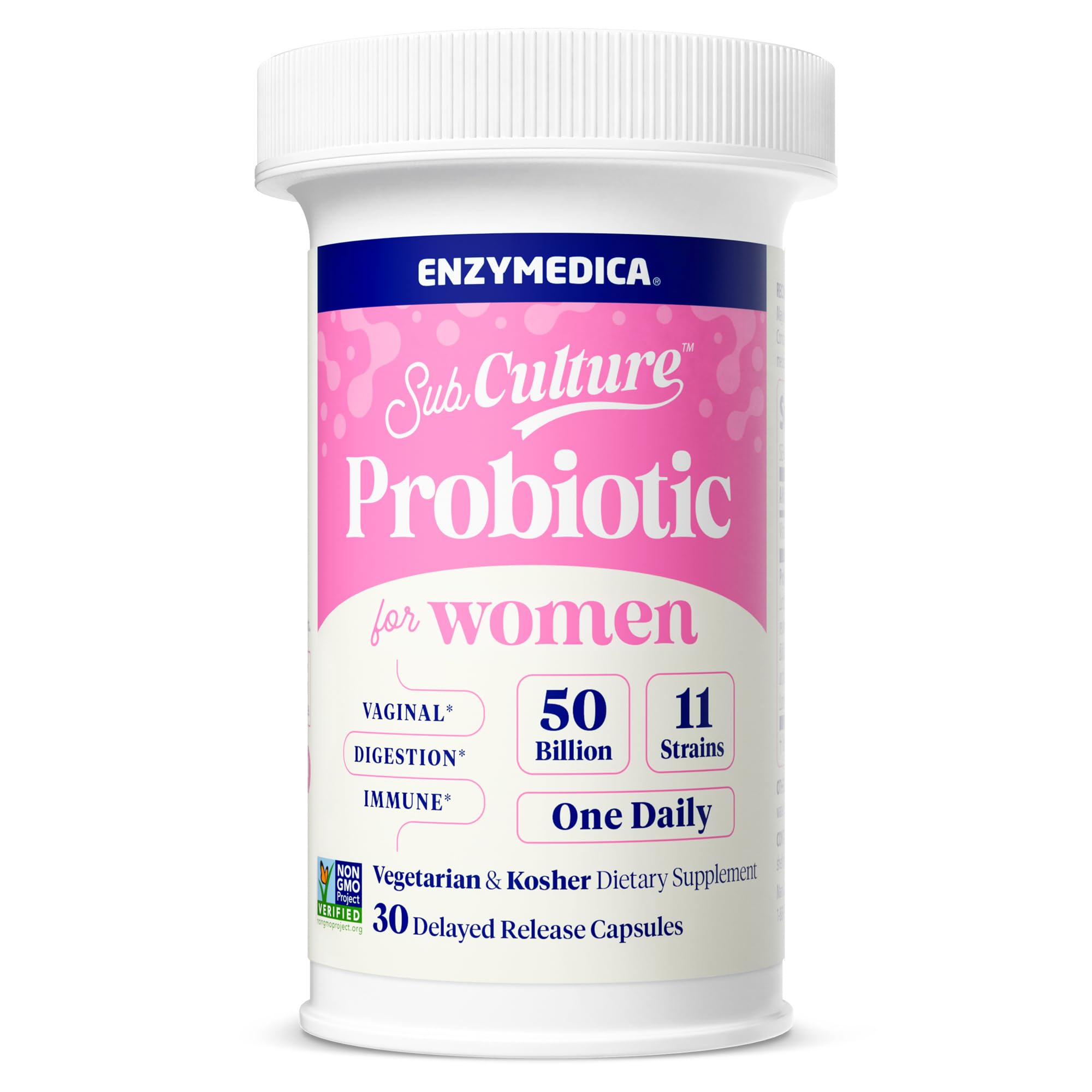 Enzymedica SubCulture Women bottle of 30 capsules for daily probiotic support