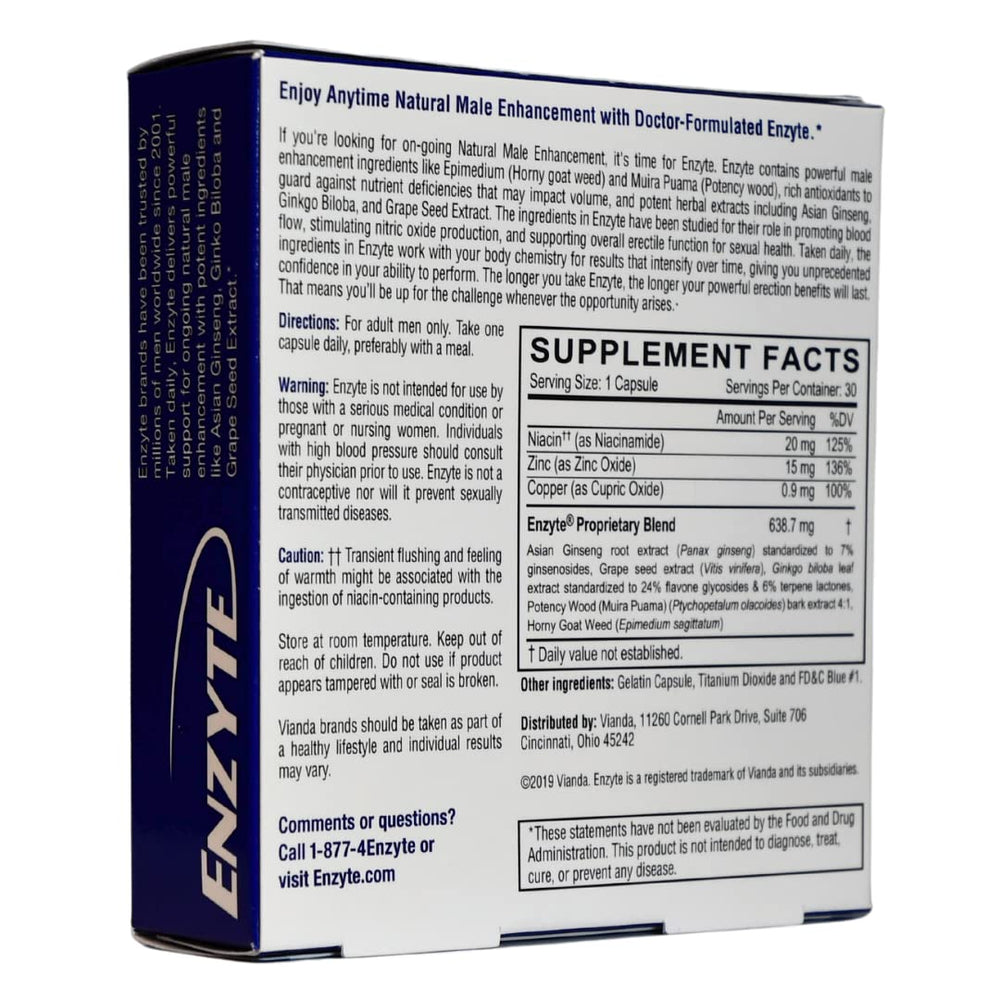 Enzyte shelf-display indicating ongoing availability for daily use