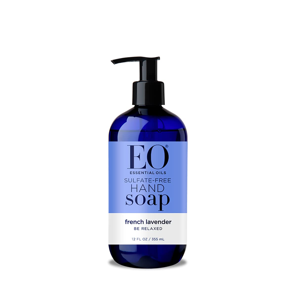 EO liquid hand soap bottle featuring French Lavender for gentle cleansing.