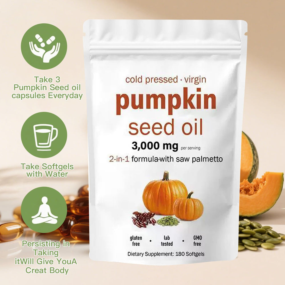 EOQIFJM pumpkin seed oil capsules pour shot illustrates easy daily intake