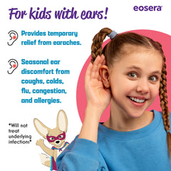 Eosera Ear Pain MD label shows 4% lidocaine formula for topical relief.