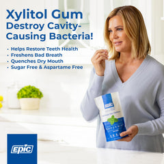 Close-up of Epic gum showing cinnamon texture and flavor