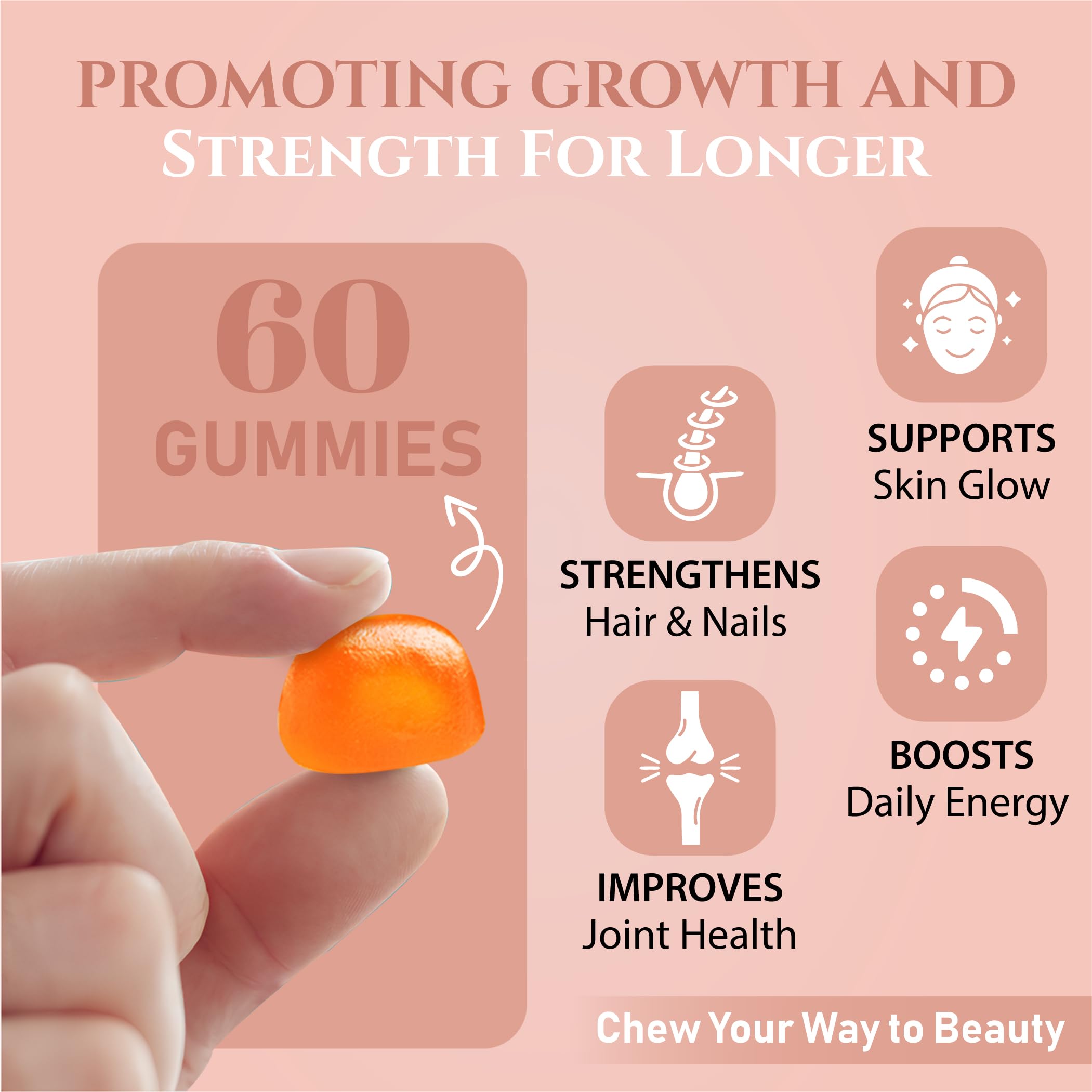 Epigenetic Wellness collagen gummies texture close-up signals tasty, convenient supplementation.