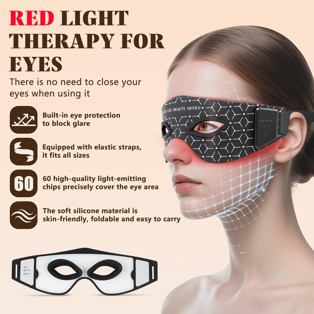 Epinuo red light eye mask display of five intensity levels for customizable care