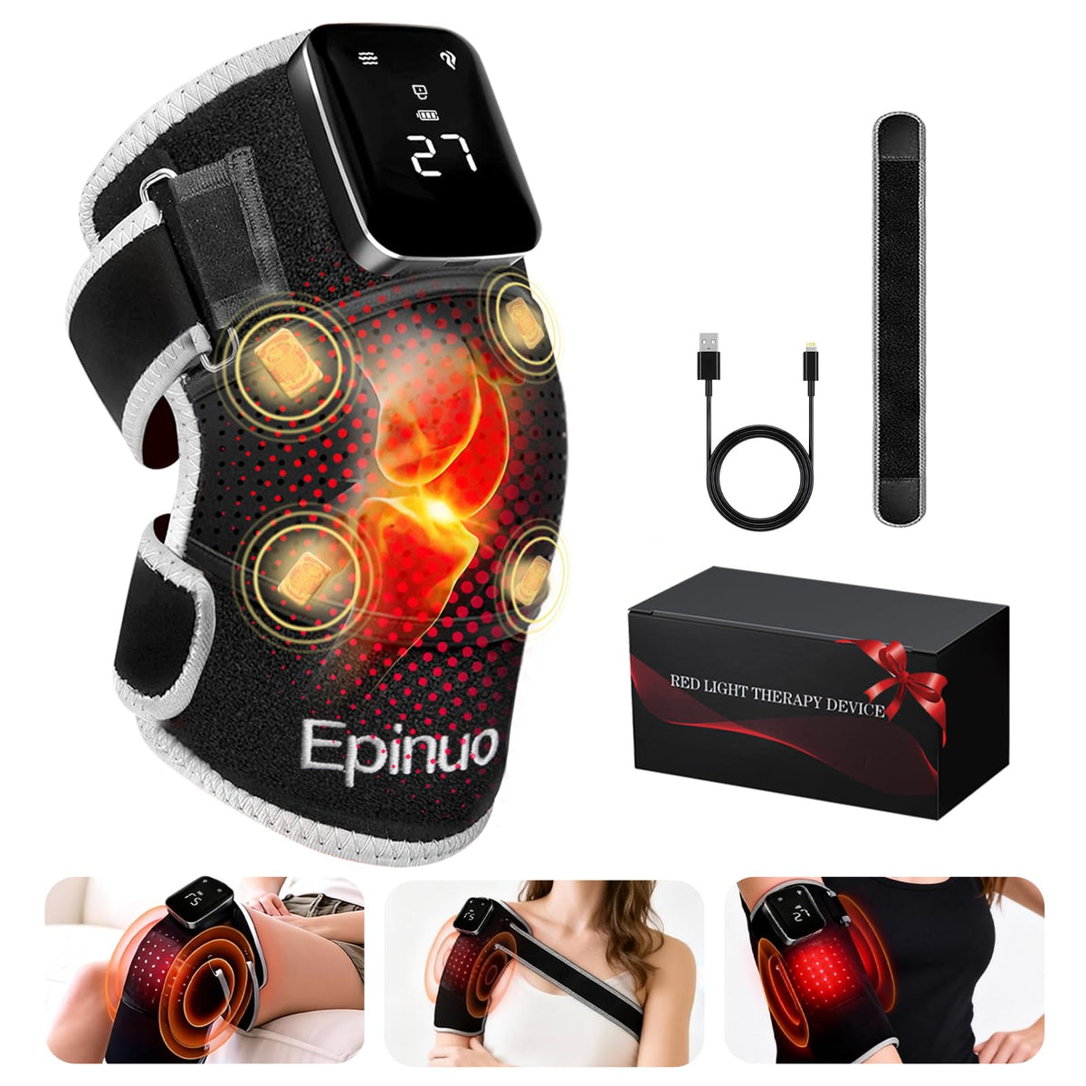 Epinuo red-light knee therapy beads for targeted joint relief.