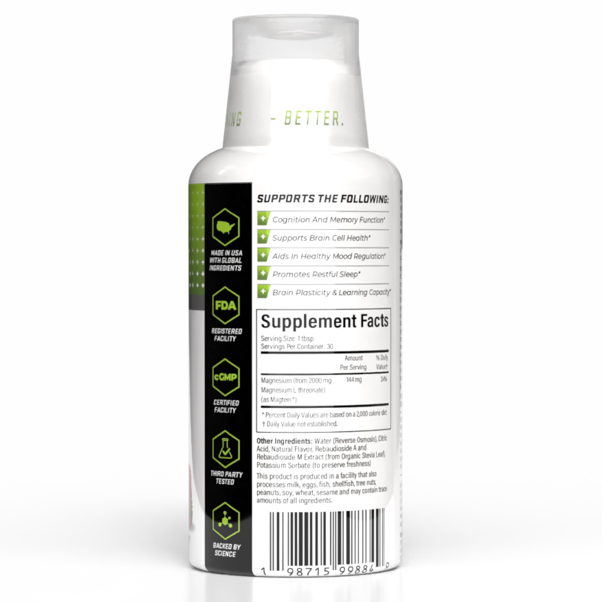 Strawberry lemon flavor visual on Magtein Liquid bottle for enjoyable intake.