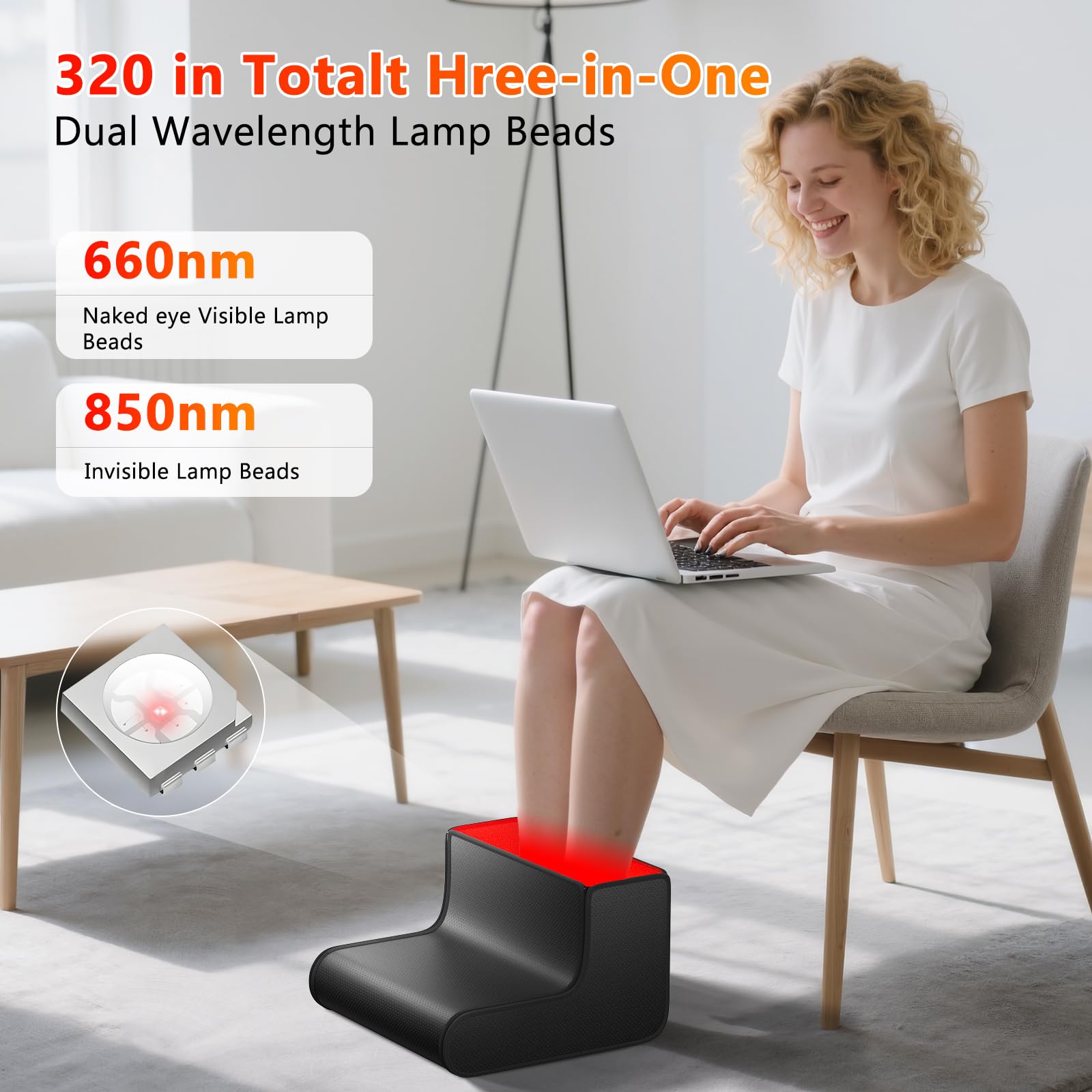 EPOE adjustable temperature and pulse options tailor foot therapy sessions.