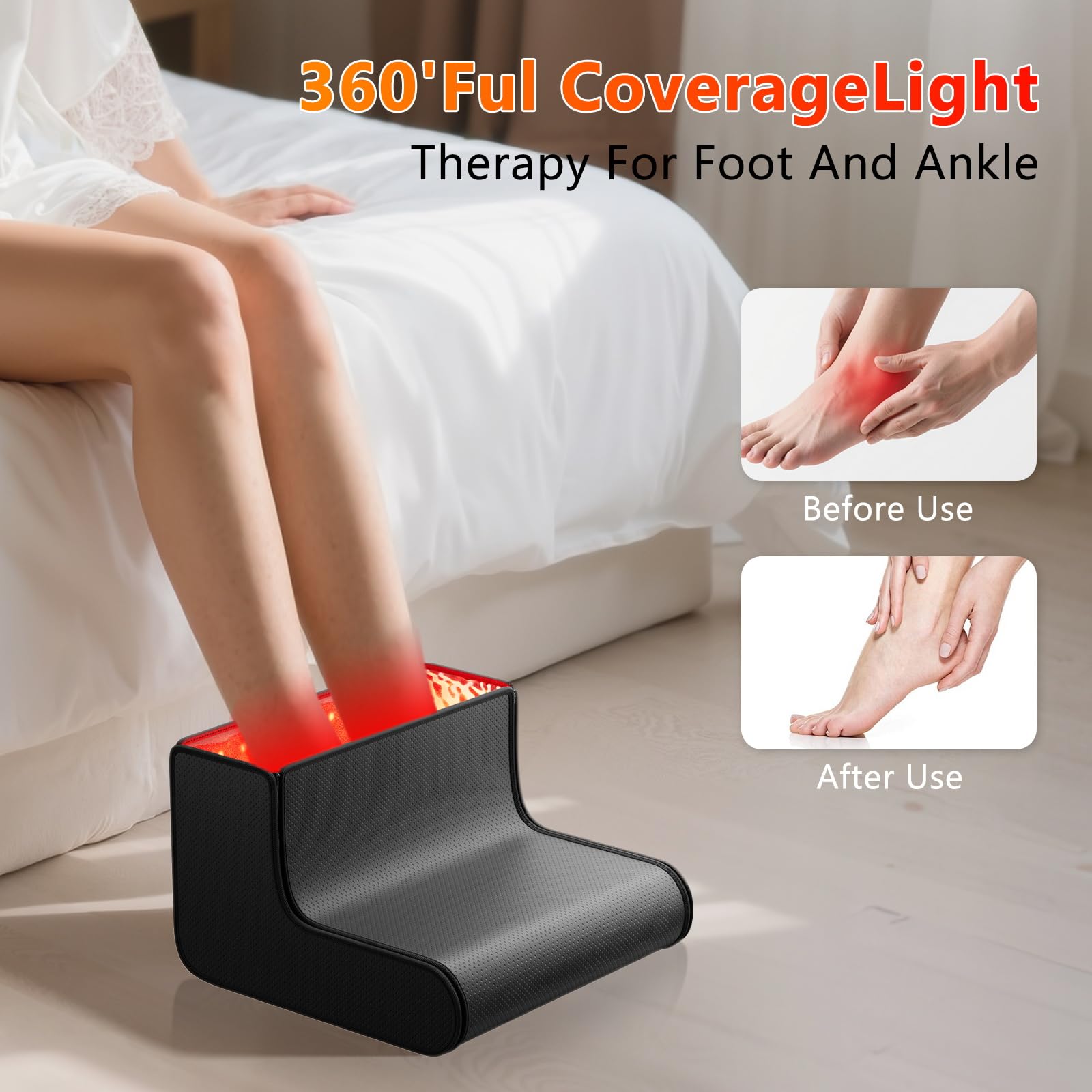 EPOE ergonomic design hugs the feet for comfortable, focused treatment.
