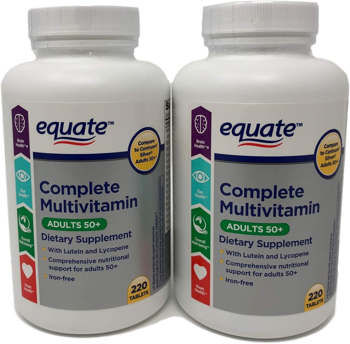 Equate Mature Adult 50+ one daily multivitamin bottle front for daily immune support