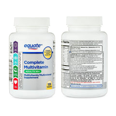 Equate vs Centrum Silver packaging shows a comparable multivitamin alternative.