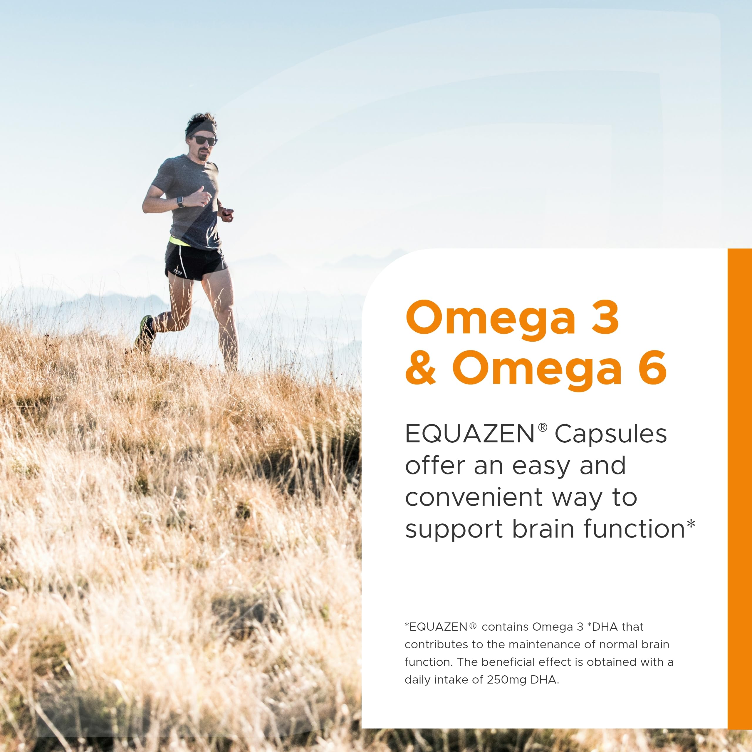 Equazen Eye Q capsules close-up, easy-to-swallow softgels.
