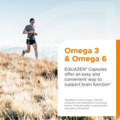 Equazen Eye Q capsules close-up, easy-to-swallow softgels.