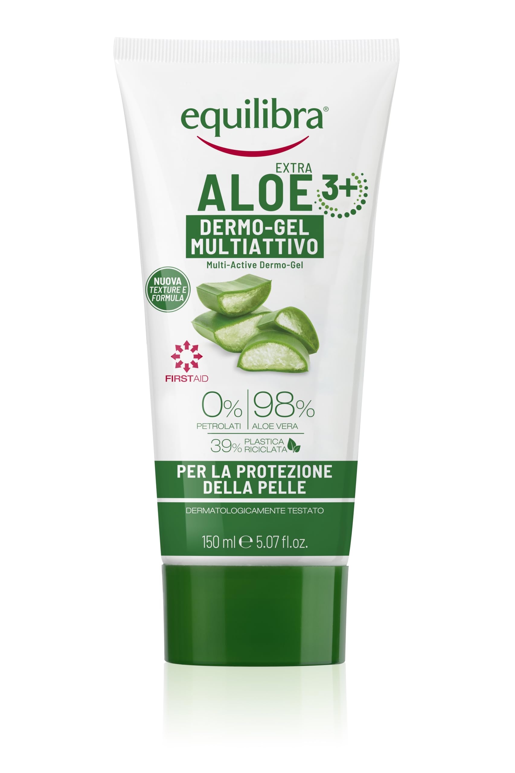 Equilibra Gel Multi-Active Protective bottle reveals soothing aloe formula for daily skin comfort.