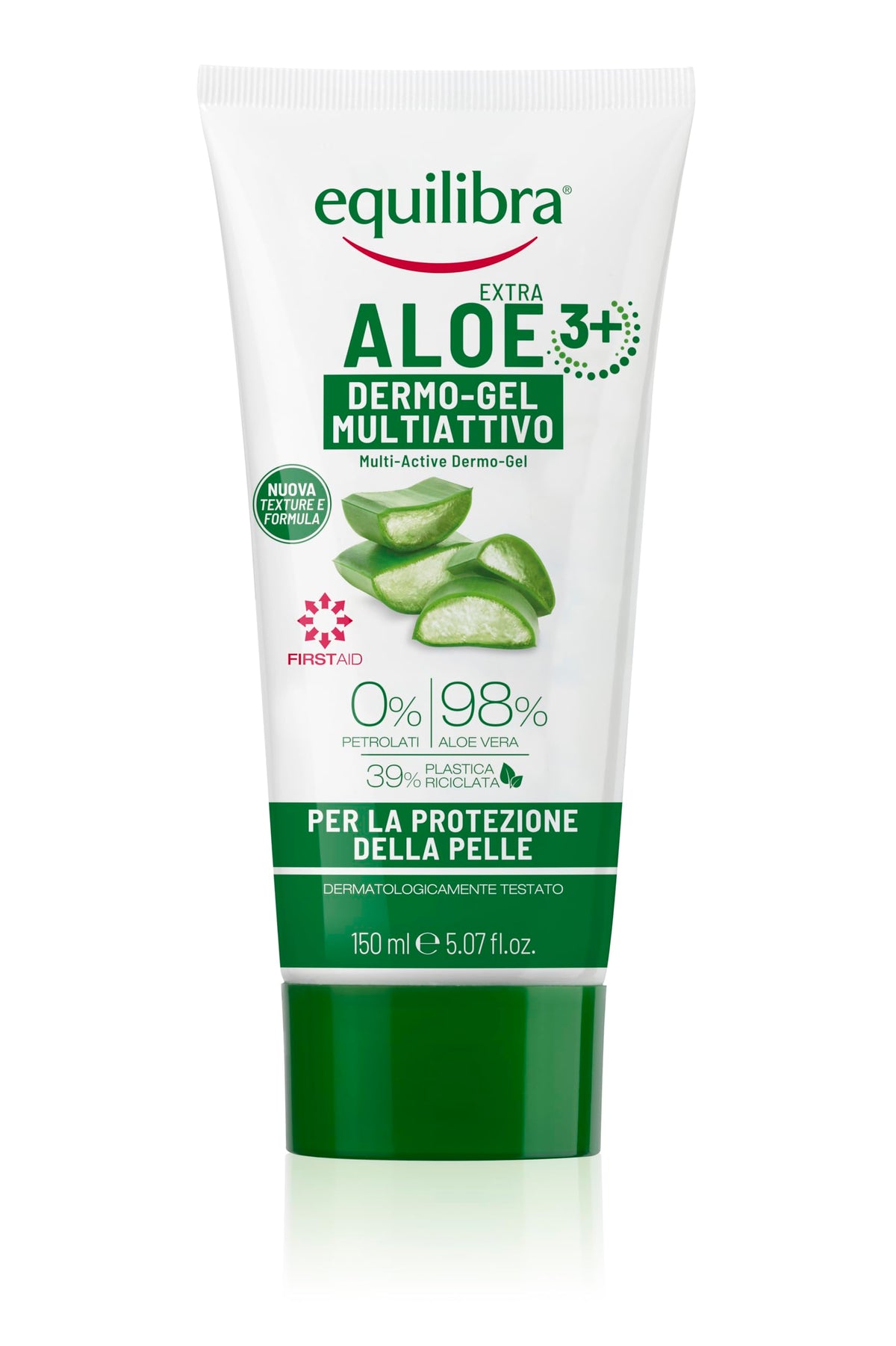 Equilibra Gel Multi-Active Protective bottle reveals soothing aloe formula for daily skin comfort.