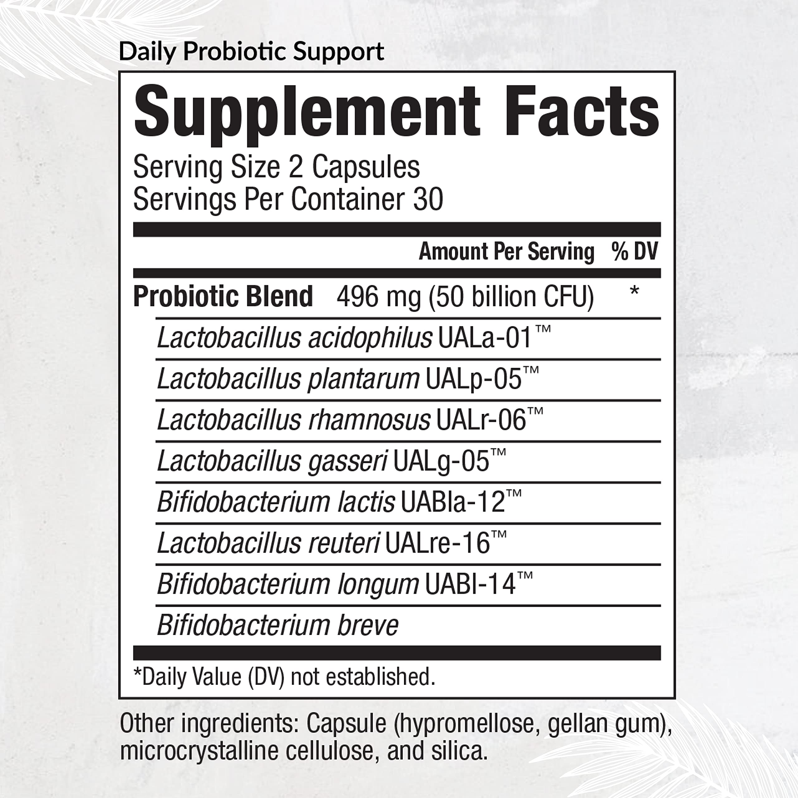 Equilife label with eight strains supports multi-strain gut balance.