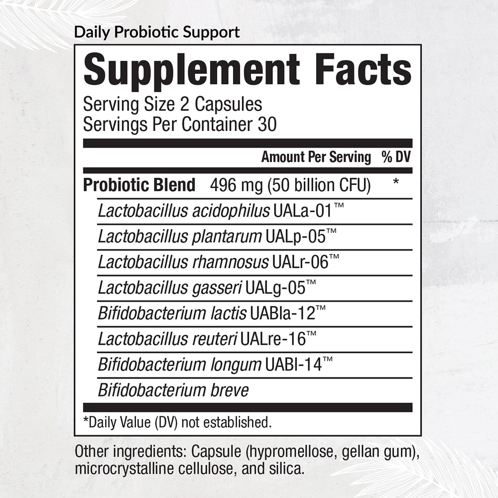 Equilife label with eight strains supports multi-strain gut balance.