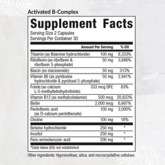 Equilife Activated B Complex capsules closeup for daily nutrient support.