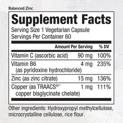 Equilife Balanced Zinc bottle cap indicating easy, quick daily supplementation.