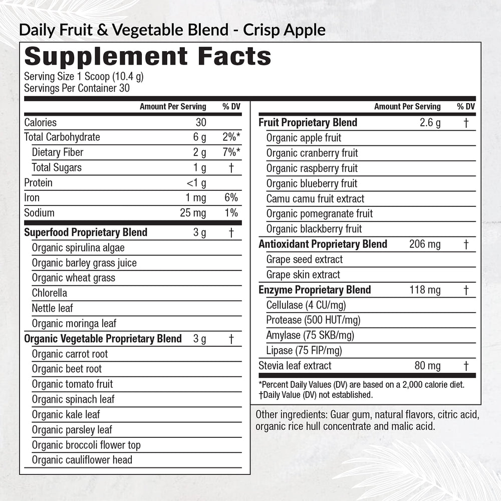 EquiLife Daily Fruit & Vegetable Blend pour; easy addition to shakes for nutrition