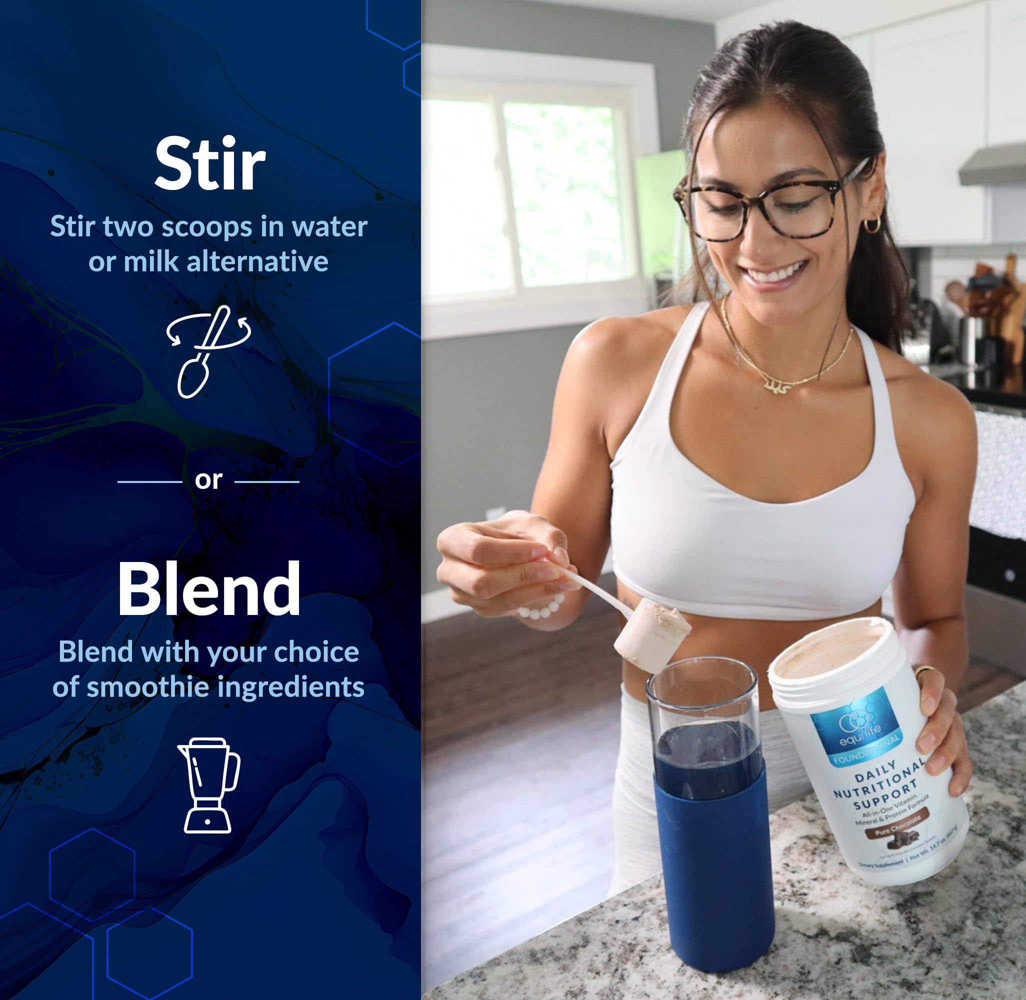 Equilife Daily Nutritional Support electrolytes blend shown for hydration during workouts.
