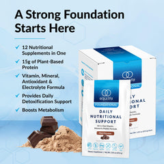 Equilife Daily Nutritional Support pea protein scoop highlights plant-based protein option.