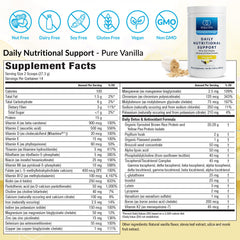Equilife Daily Nutritional Support scoop powder ready to mix into a plant-based shake.