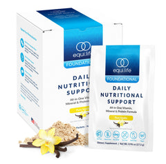 Equilife Daily Nutritional Support vanilla scoop for convenient on-the-go nutrition