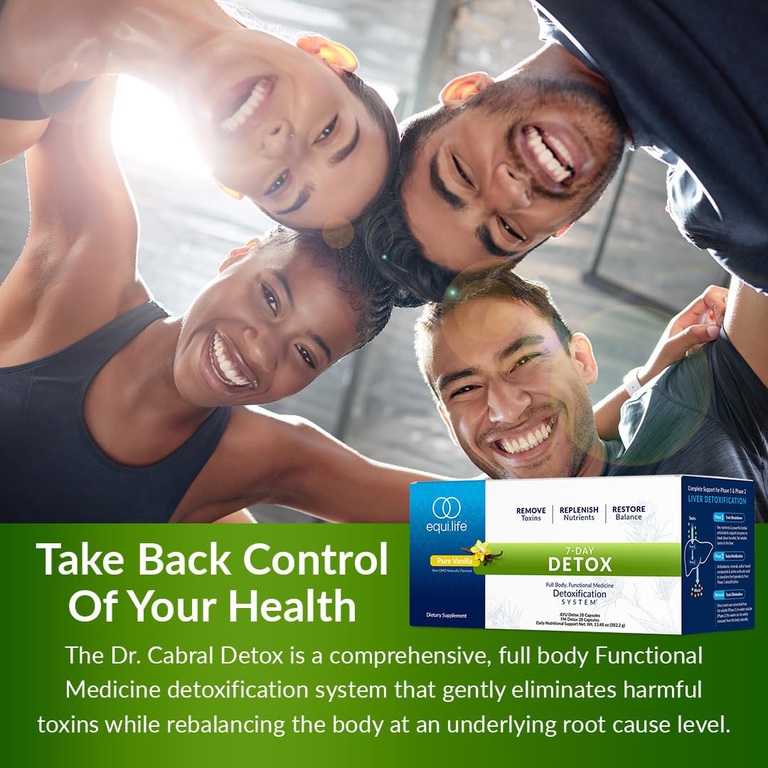 Equilife Dr. Cabral Detox bottle pour: easy, on-the-go nutrition.