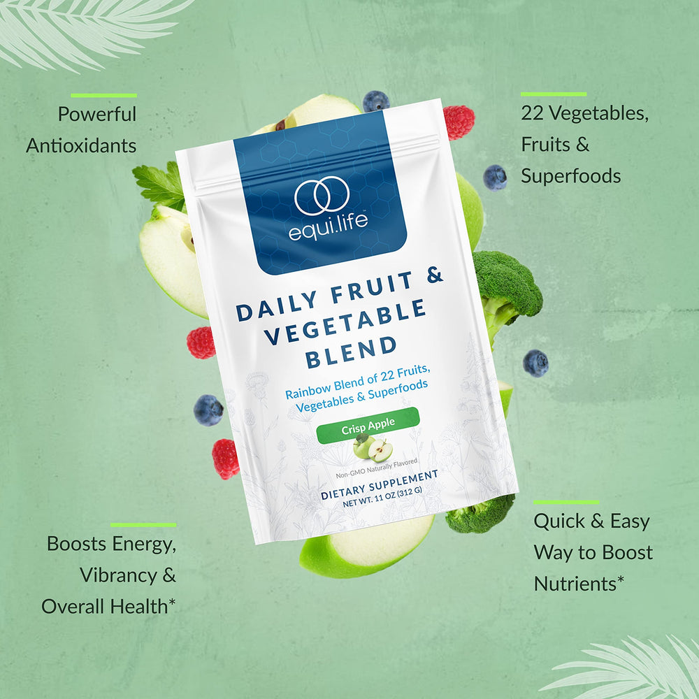 EquiLife fruit and vegetable powder texture close-up highlights color and blendability.