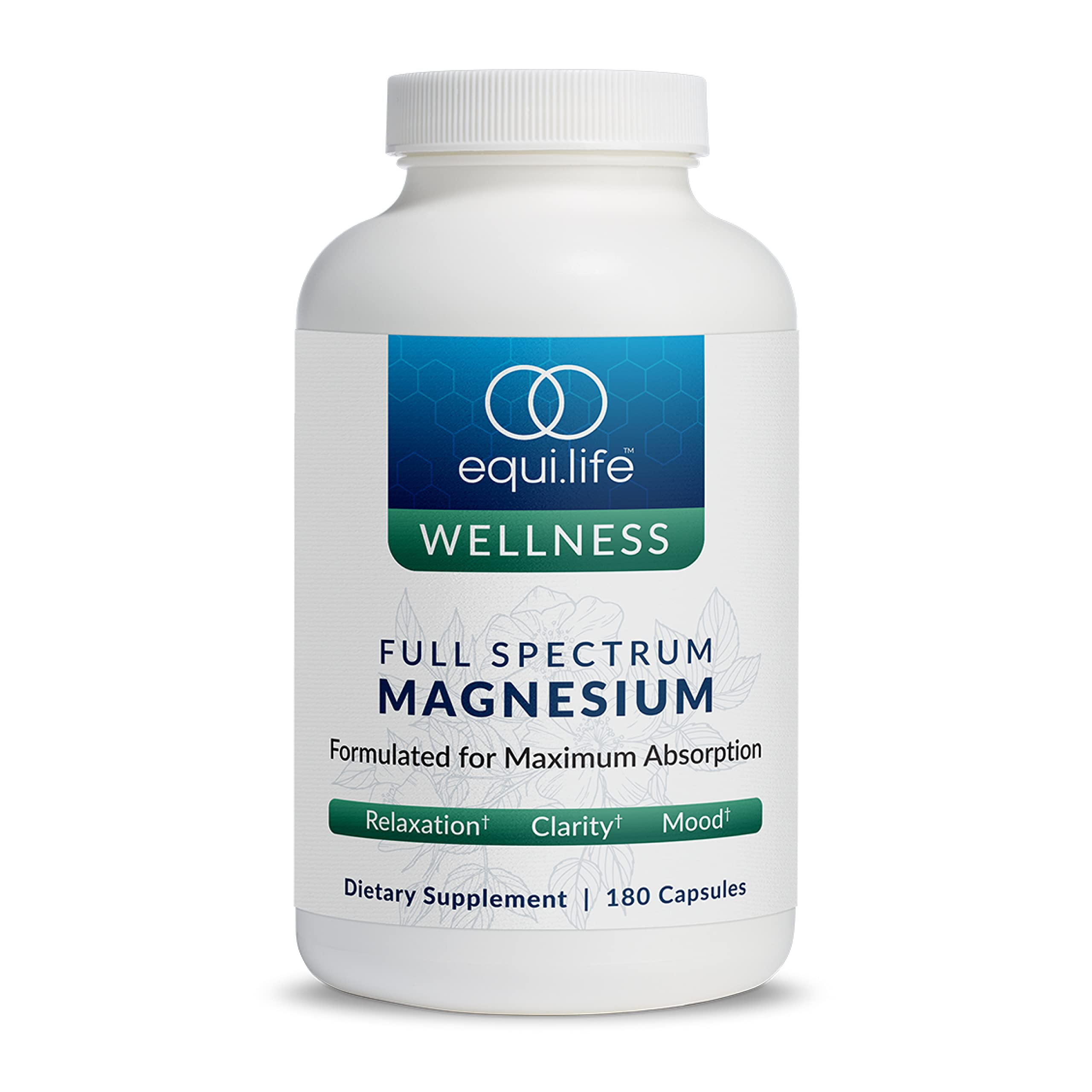Equilife full-spectrum magnesium bottle with capsules for daily wellness.
