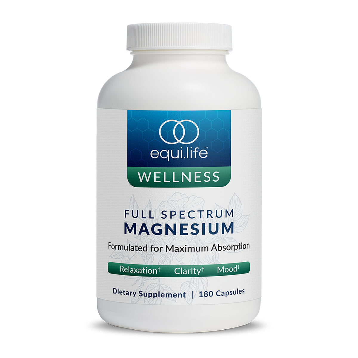 Equilife full-spectrum magnesium bottle with capsules for daily wellness.