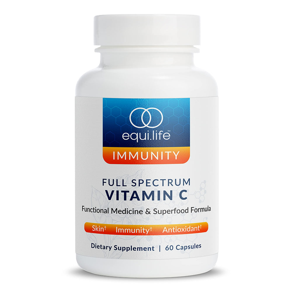 Equilife full spectrum vitamin C bottle front view highlighting daily antioxidant support.