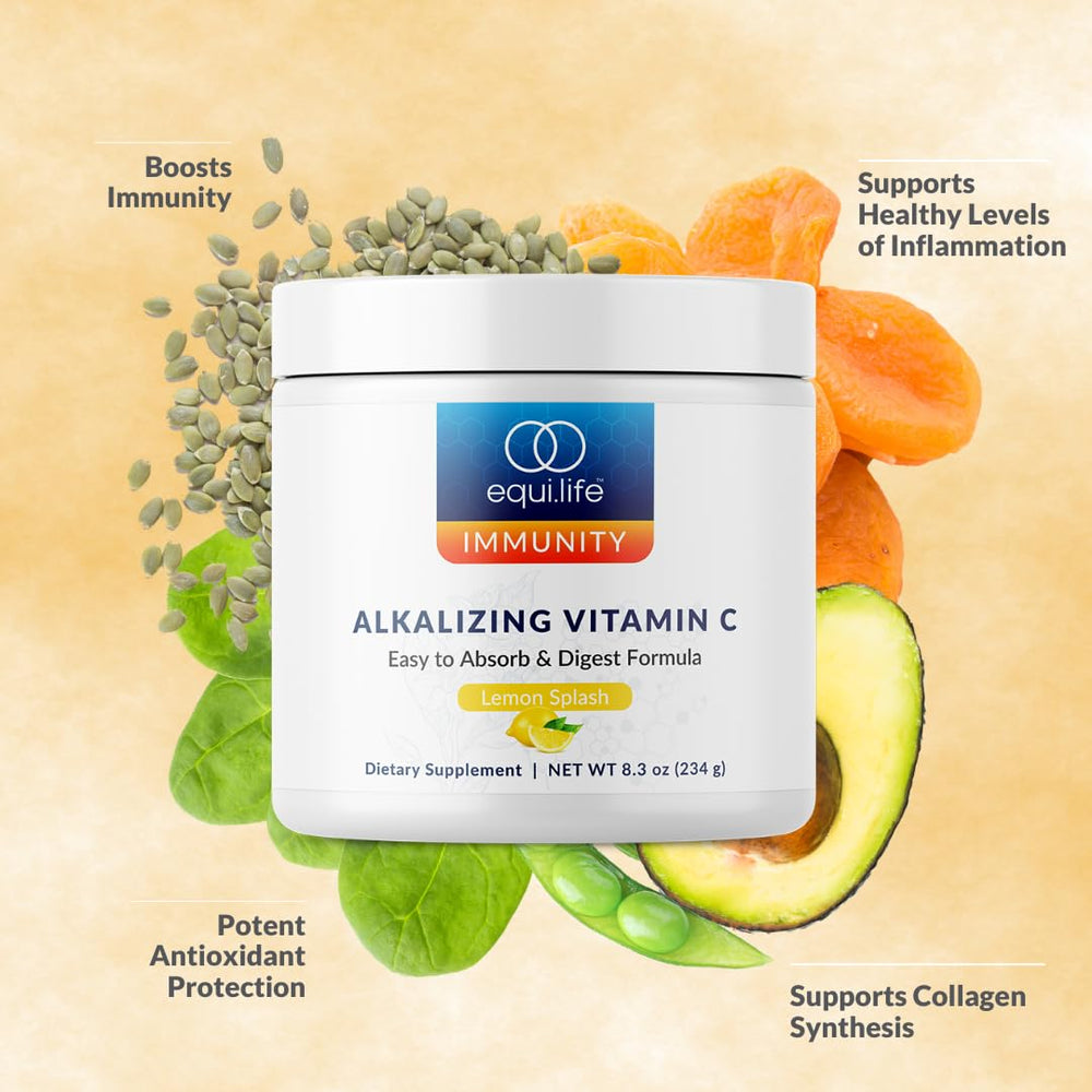 Equilife lemon splash powder tub with bright, refreshing flavor.