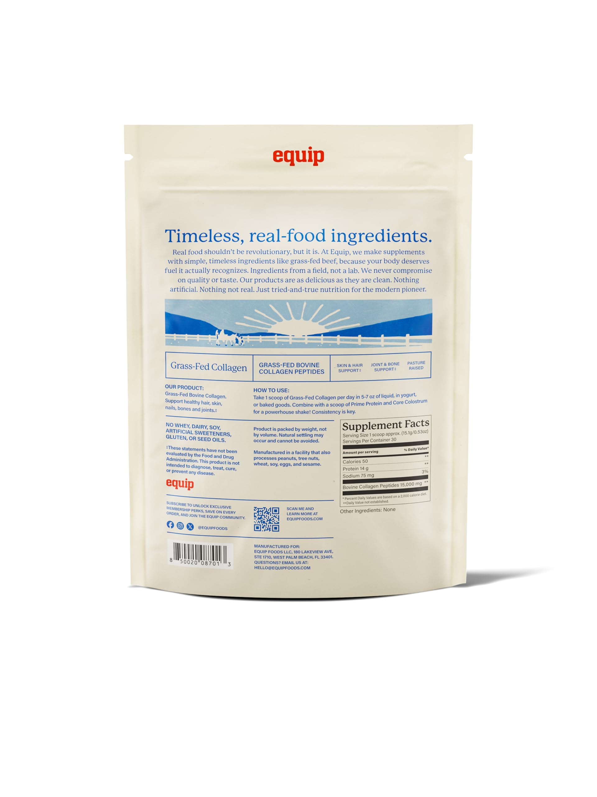 Equip collagen powder shake image illustrates a simple daily wellness ritual.