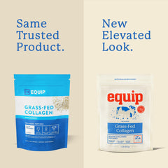 Equip collagen powder scoop highlights daily serving size for consistent intake.