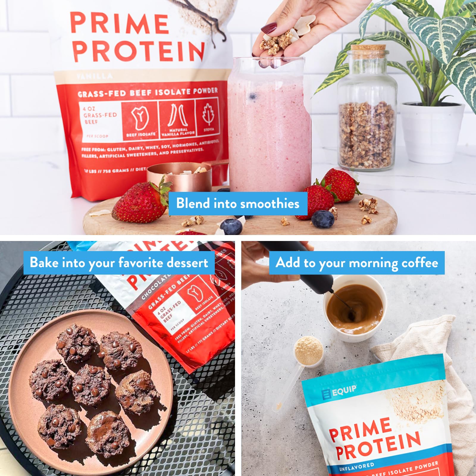 Equip Prime Protein dessert idea image suggesting satisfying, sugar-free flavor.