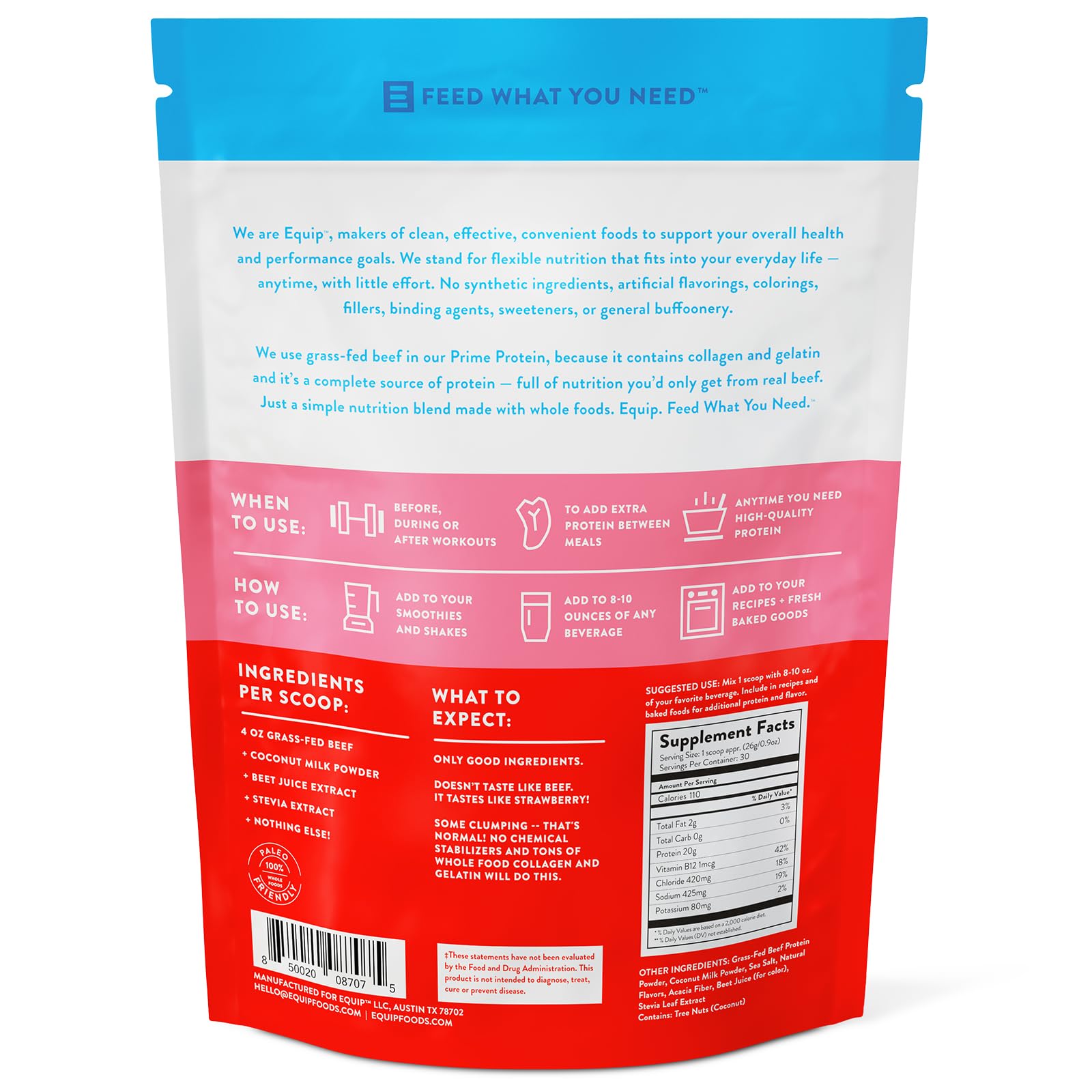 Equip Prime Protein Powder bottle on counter demonstrates convenient, ready-to-use protein boost.