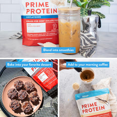 Shaking Equip Prime Protein Powder in a bottle for a post-workout smoothie
