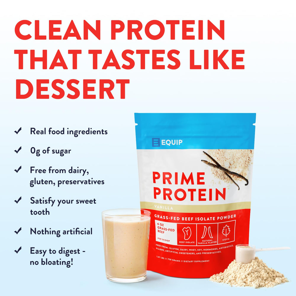 Equip Prime Protein shaker with a smooth vanilla shake after workouts.