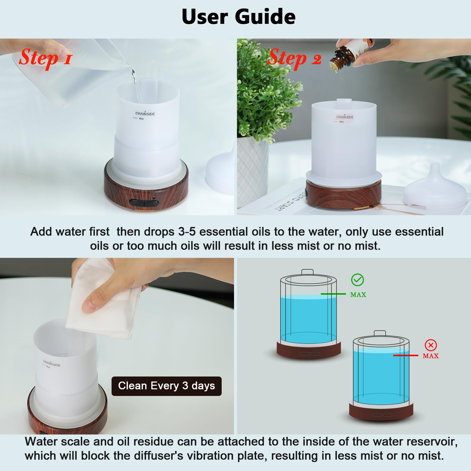 EQUSUPRO compact diffuser fits neatly on a desk or bedside table.