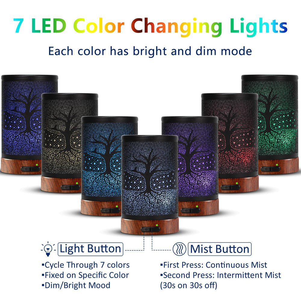 EQUSUPRO diffuser with 7-color LED lights creating ambient glow for evenings.