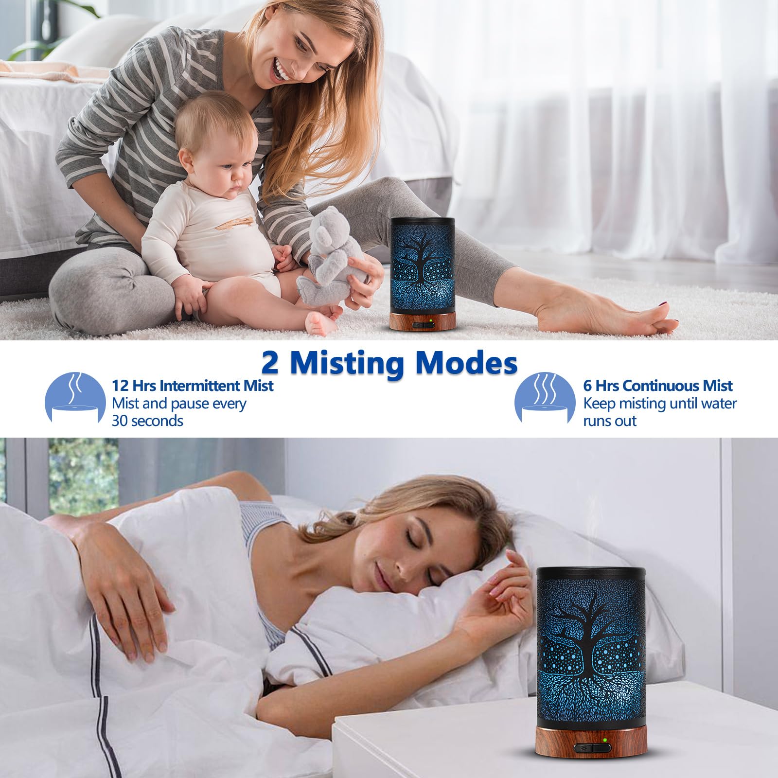 EQUSUPRO aromatherapy diffuser auto shuts off when water runs low for safety.