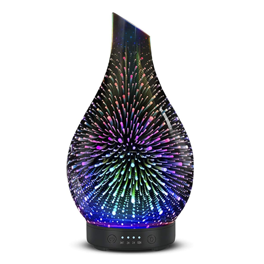 EQUSUPRO essential oil diffuser with handmade glass firework pattern for ambient aroma